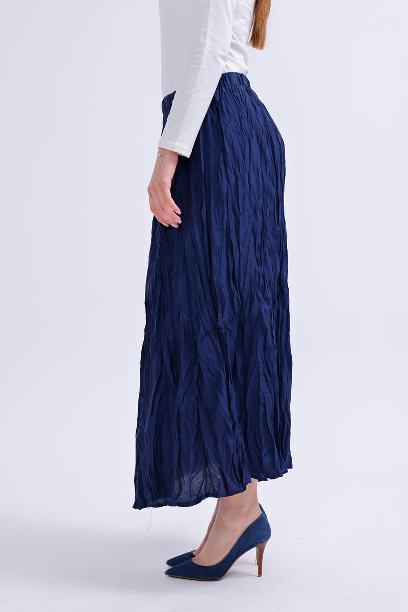 AYZ Sawyer Wrinkle Skirt Navy Blue