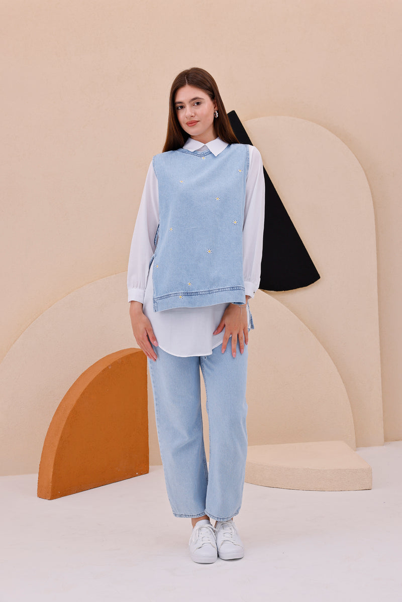 AYZ Nyla 3 Pc Denim Set Blue