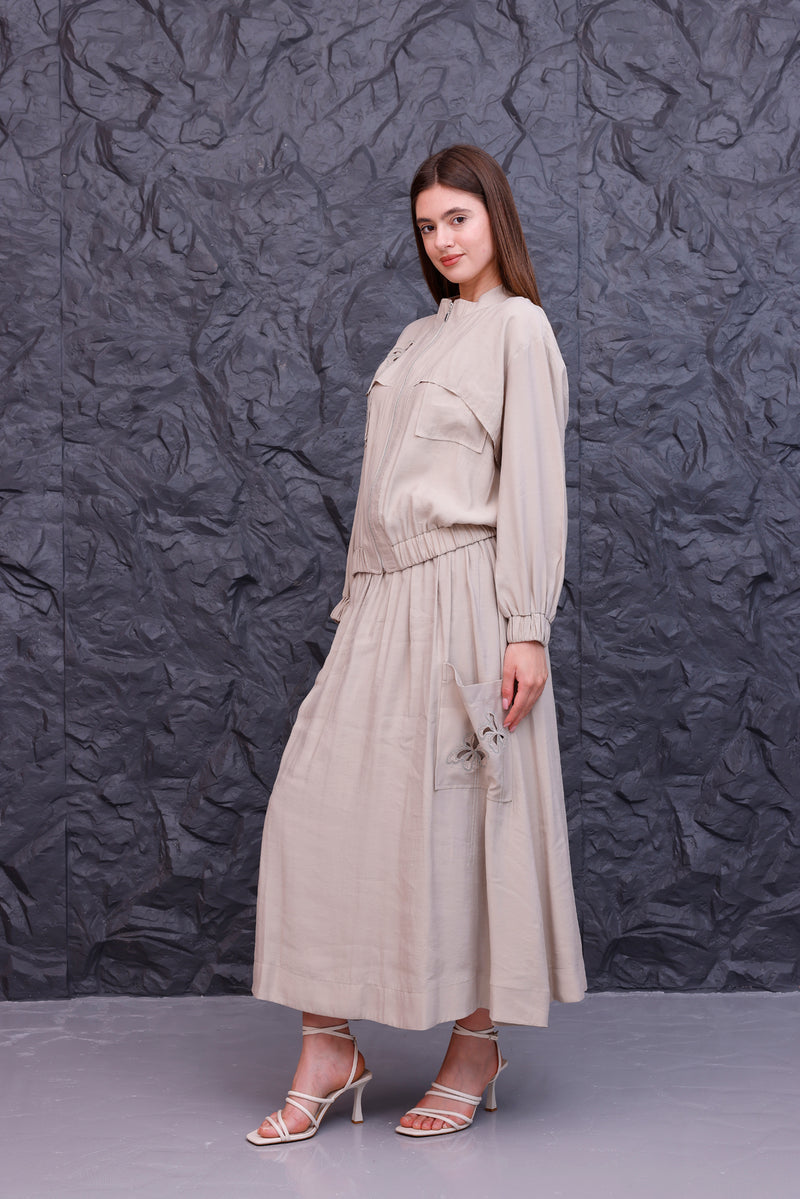 CLND Dilruba Skirt Set Beige