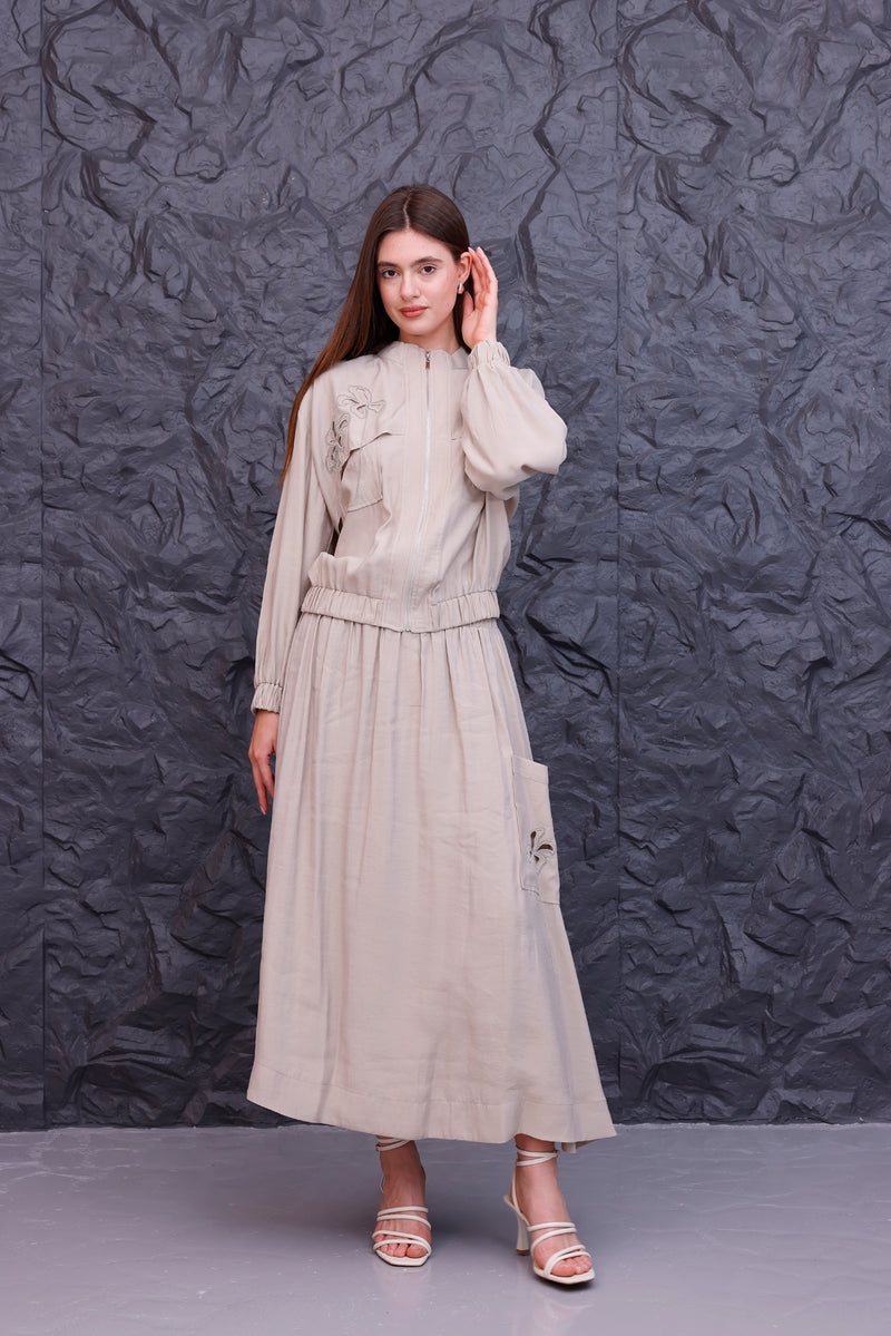 CLND Dilruba Skirt Set Beige
