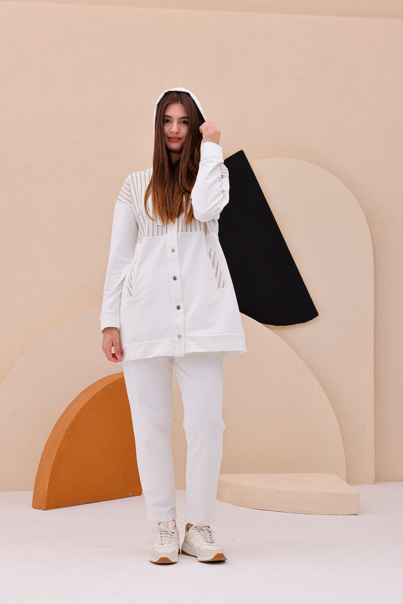 SCL Striped Shoulder Tracksuit Ecru