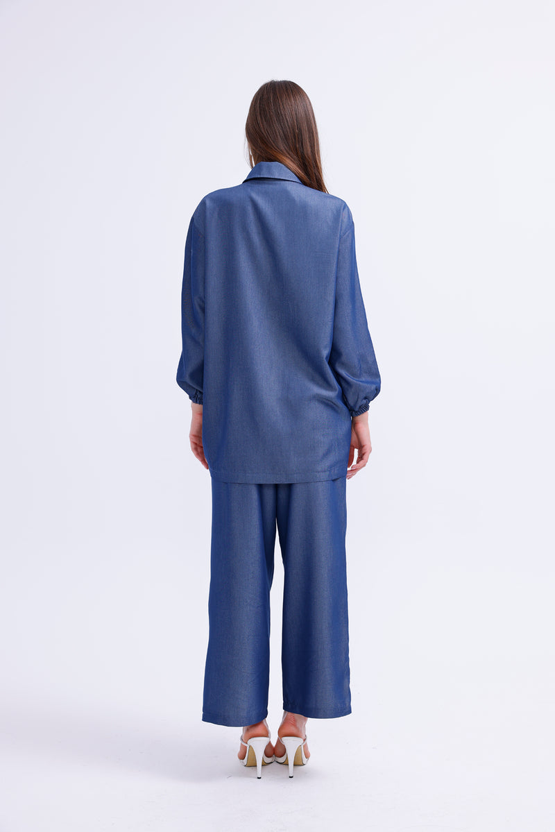 AYZ Elaina Soft Denim Set Navy Blue