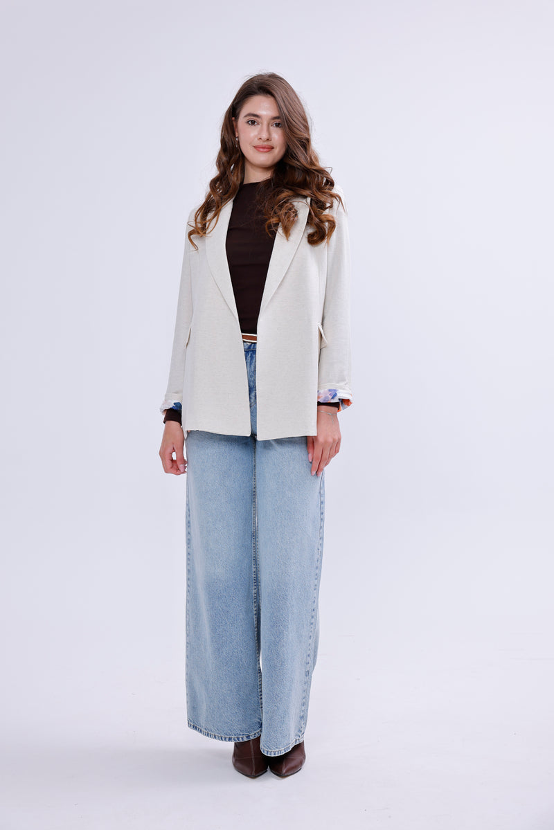 AYZ Evie Printed Linen Jacket Stone