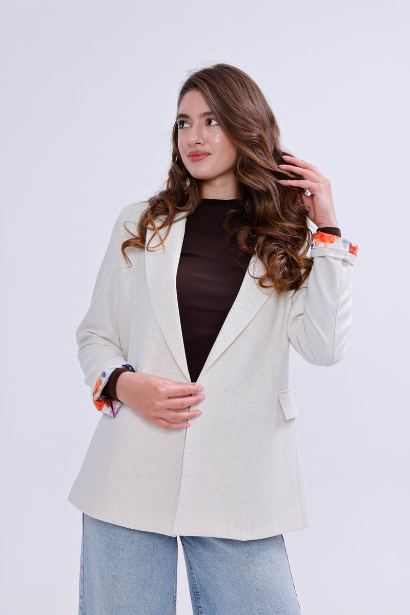 AYZ Evie Printed Linen Jacket Stone