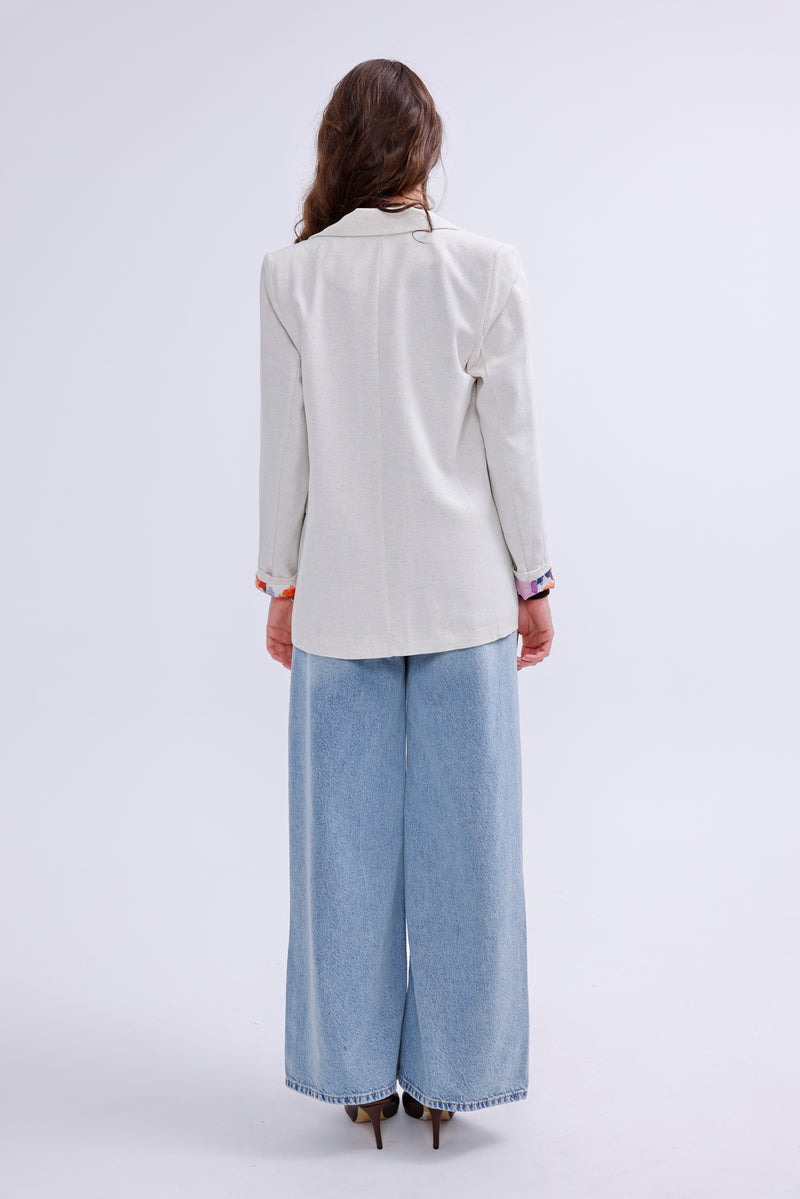 AYZ Evie Printed Linen Jacket Stone