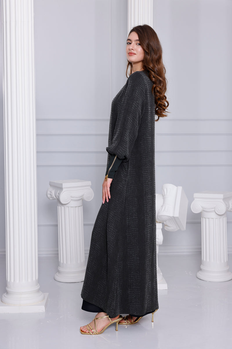 ETC Qupra Silk Zipzup Abaya Khaki