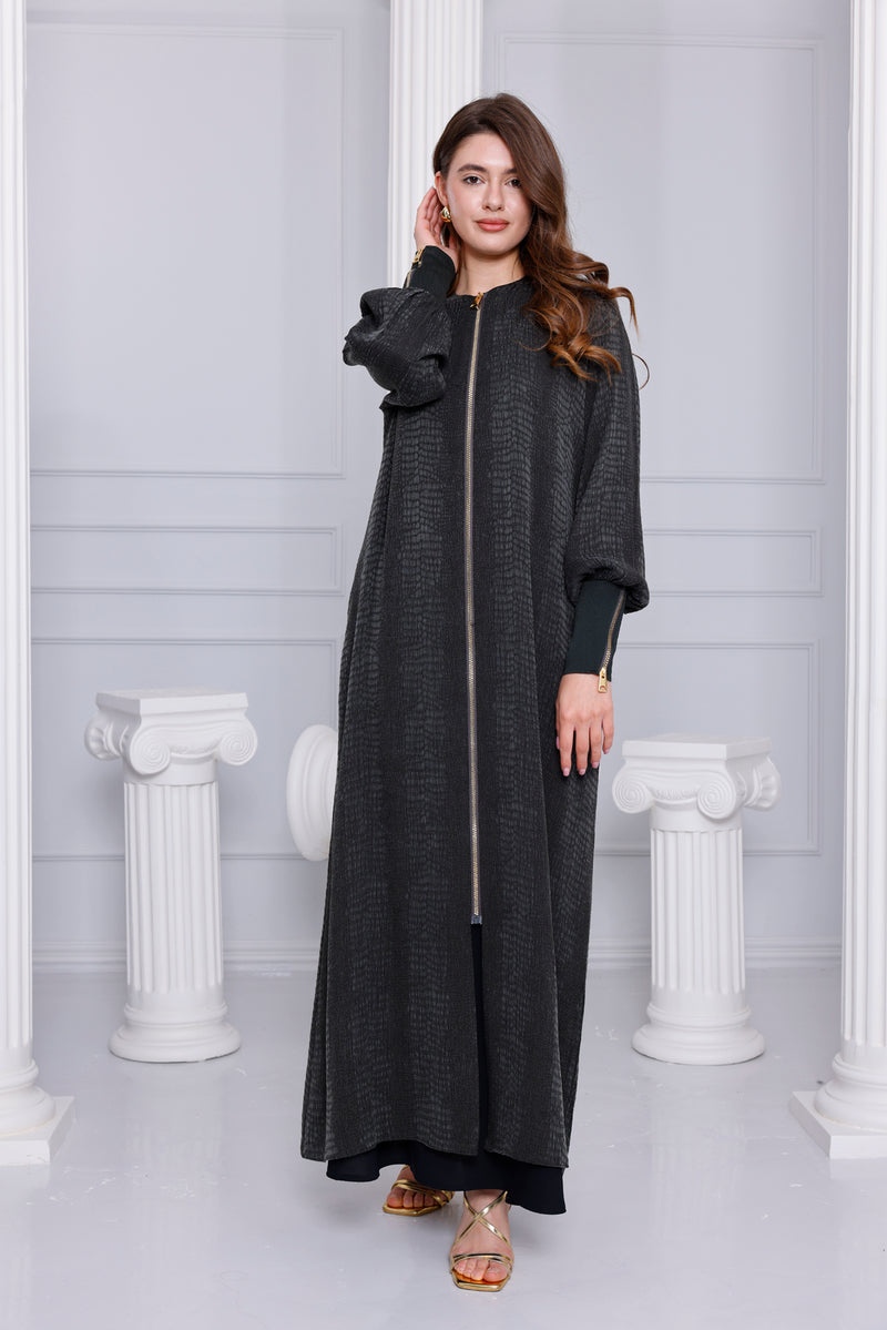 ETC Qupra Silk Zipzup Abaya Khaki