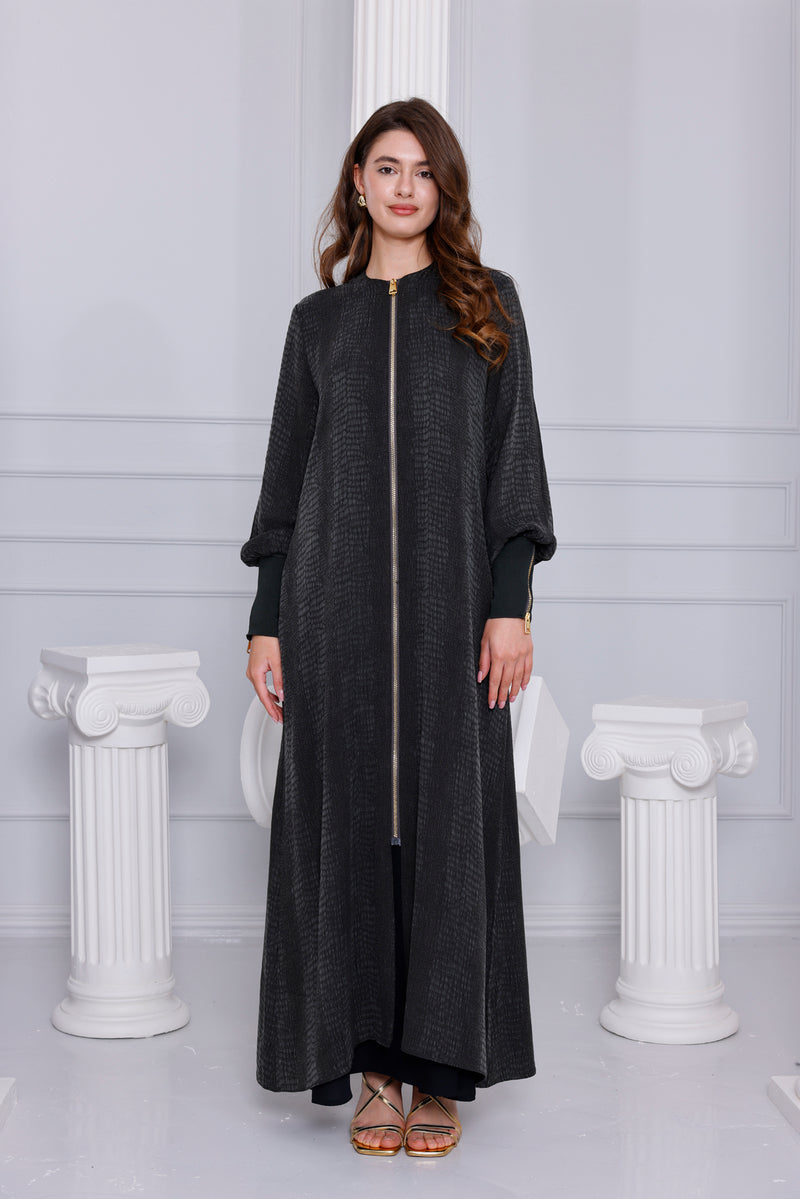 ETC Qupra Silk Zipzup Abaya Khaki