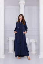 ETC Qupra Silk Hoodied Abaya Navy Blue