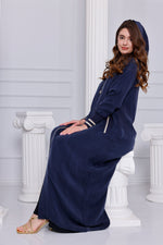 ETC Qupra Silk Hoodied Abaya Navy Blue