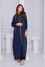 ETC Qupra Silk Hoodied Abaya Navy Blue
