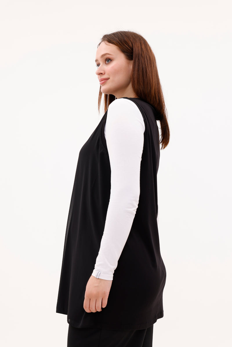 F&G Sleeveless Chiffon Front Inner Black