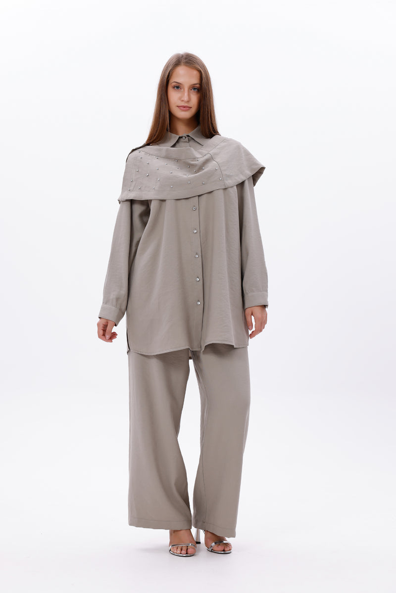 F&G Shoulder Shawl Set Khaki