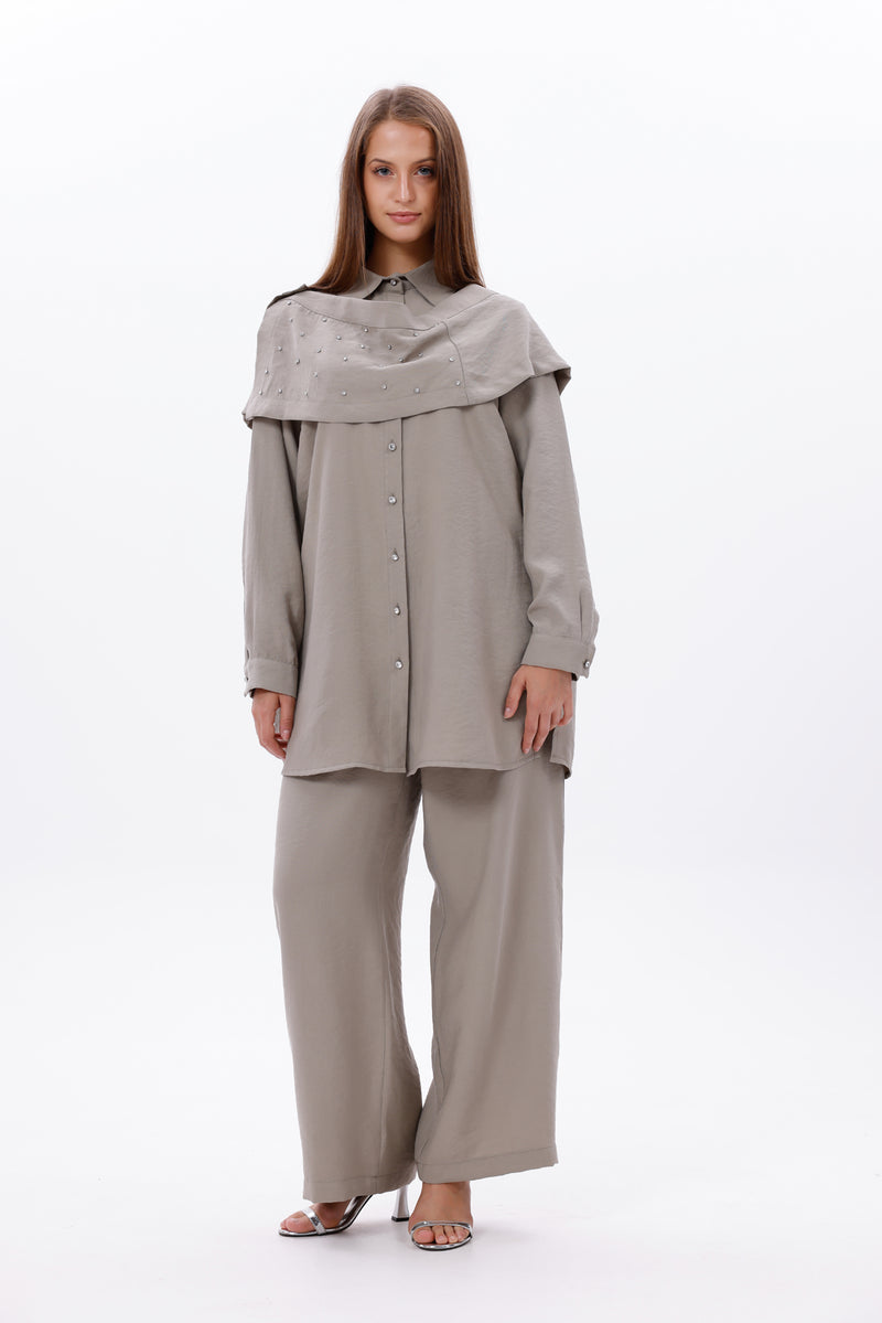F&G Shoulder Shawl Set Khaki
