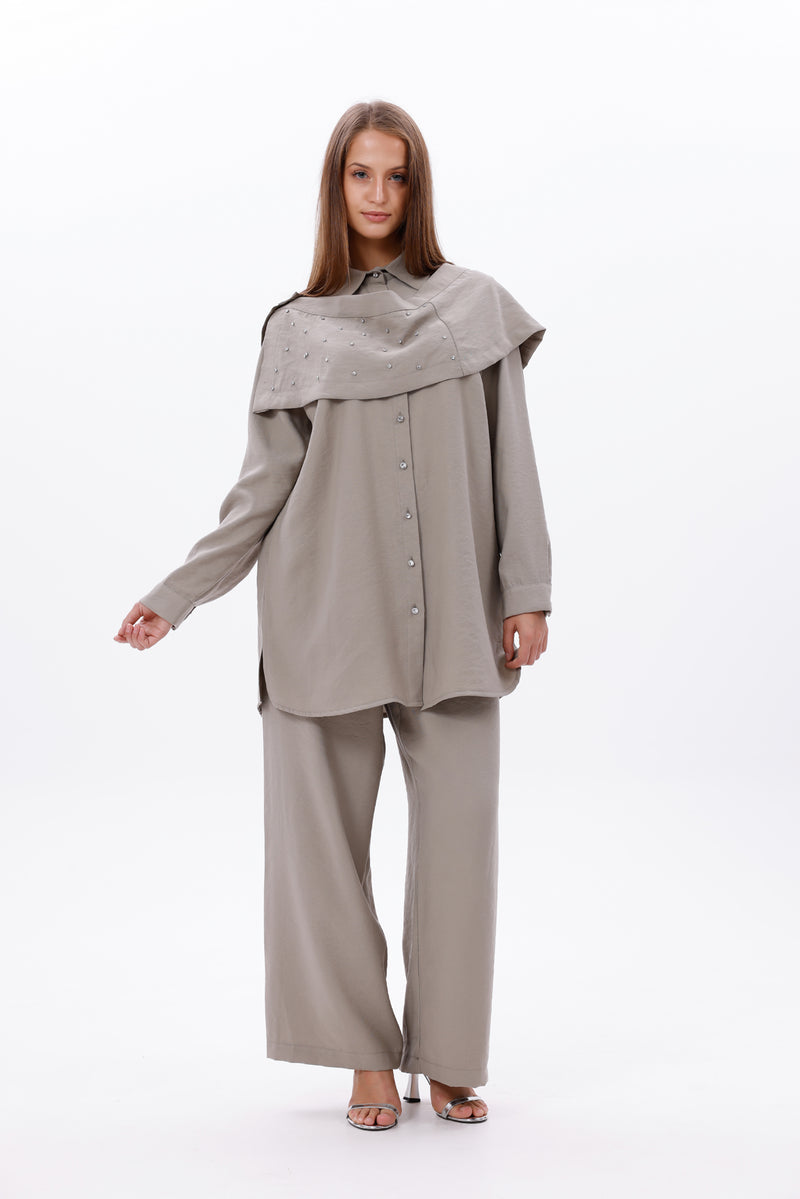 F&G Shoulder Shawl Set Khaki