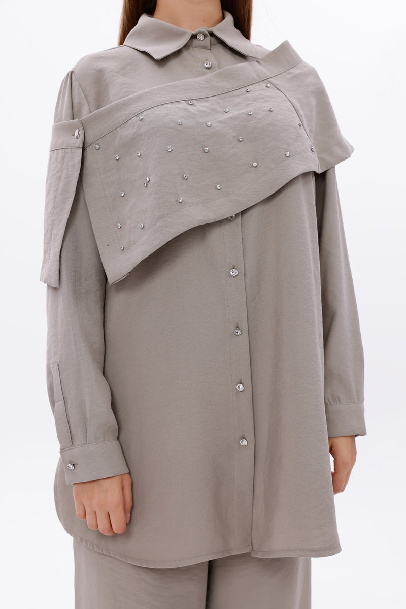 F&G Shoulder Shawl Set Khaki
