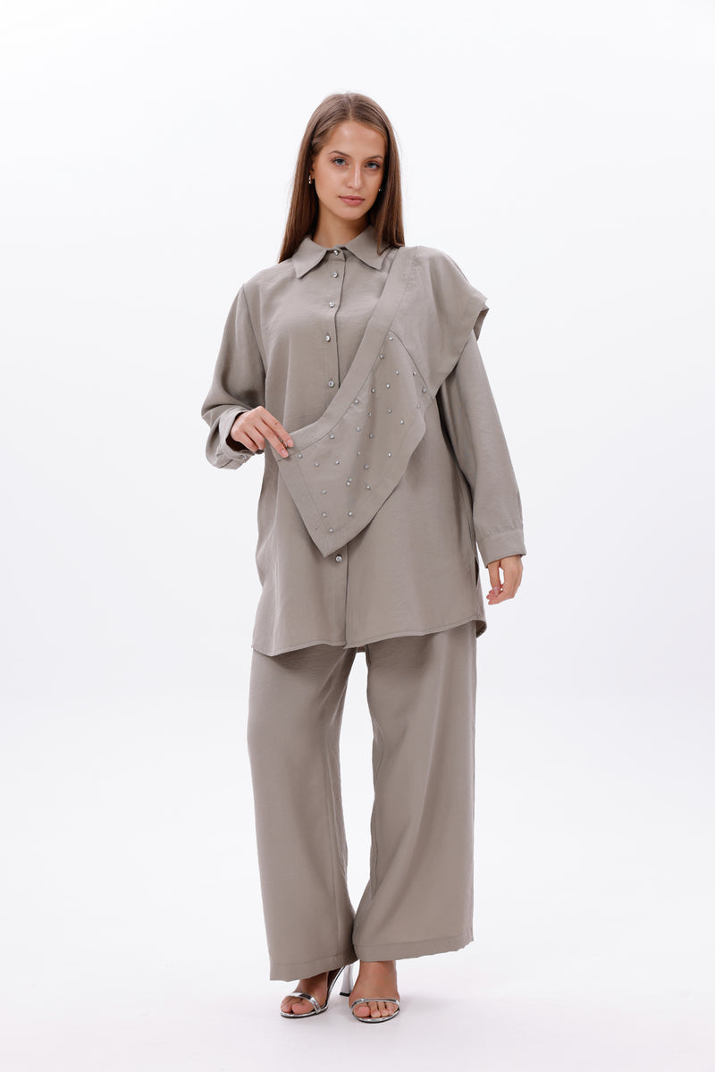 F&G Shoulder Shawl Set Khaki