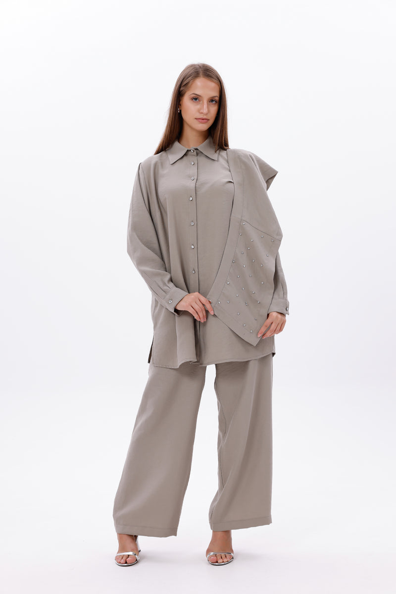 F&G Shoulder Shawl Set Khaki