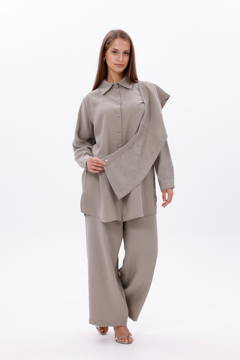 F&G Shoulder Shawl Set Khaki