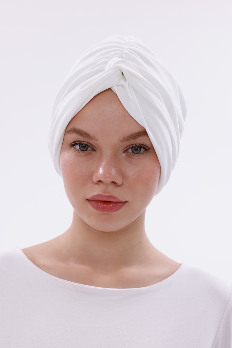QF 1800 Handmade Turban Ecru