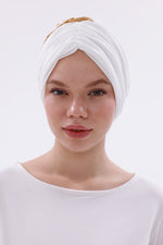 QF 1830 Sequin Handmade Turban Ecru
