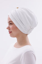 QF 1830 Sequin Handmade Turban Ecru