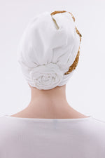QF 1830 Sequin Handmade Turban Ecru