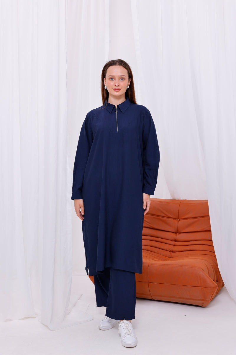 SR Selma Long Tunic Set Navy Blue