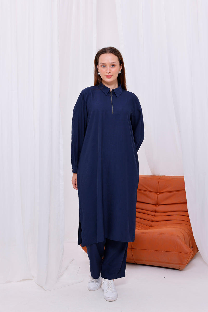 SR Selma Long Tunic Set Navy Blue