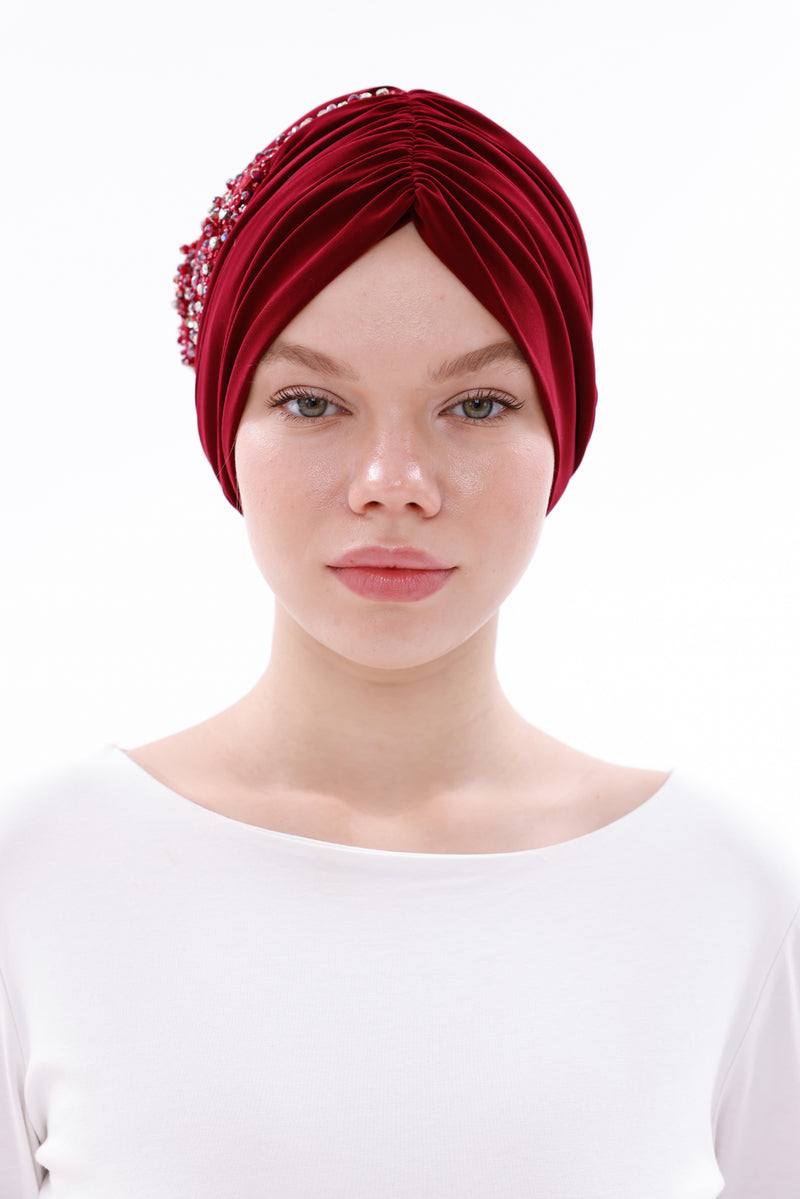 QF 1834 Rhinestone Handmade Turban Ivy