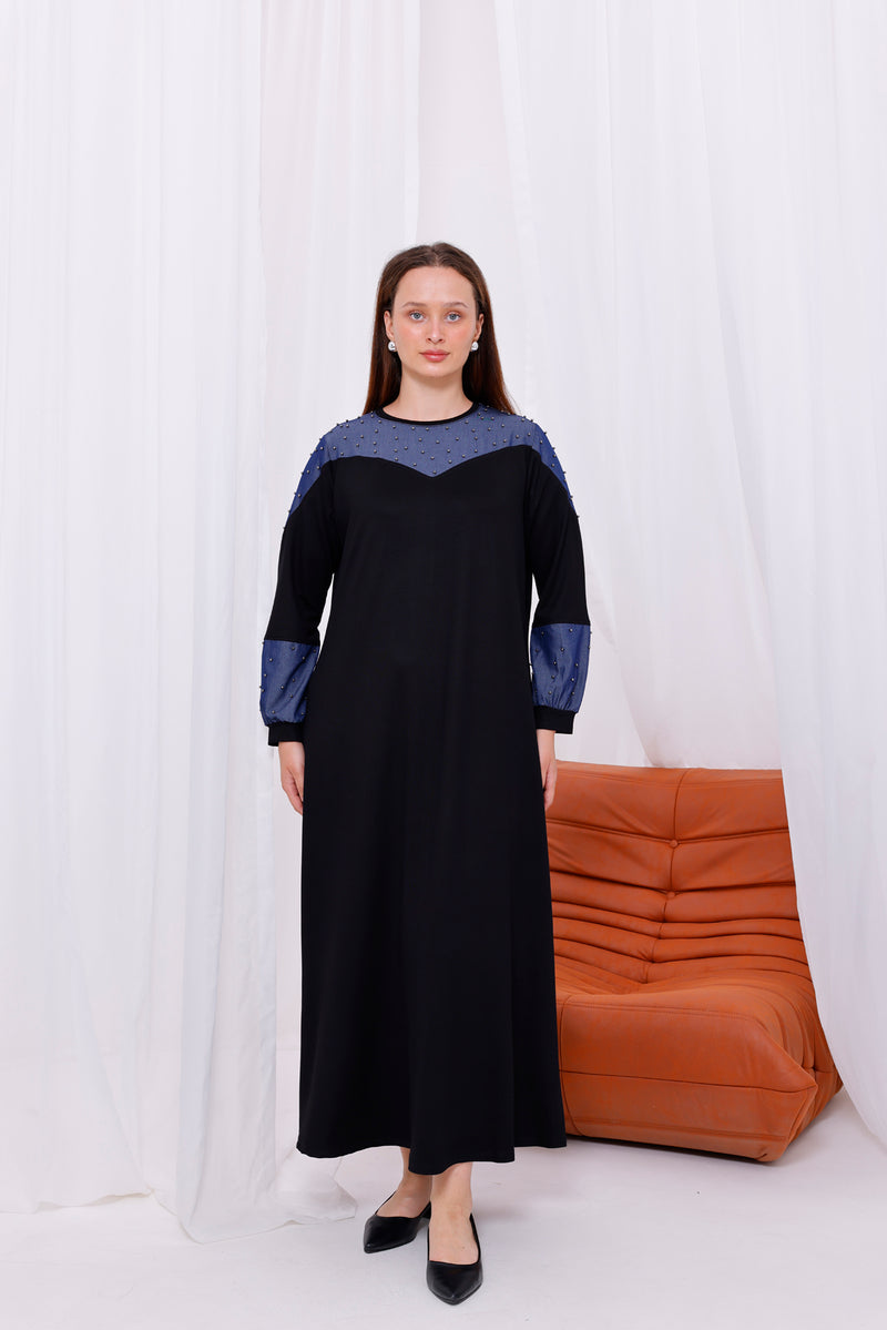 SR Denim&Cotton Dress Black