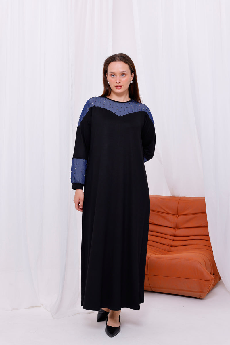 SR Denim&Cotton Dress Black