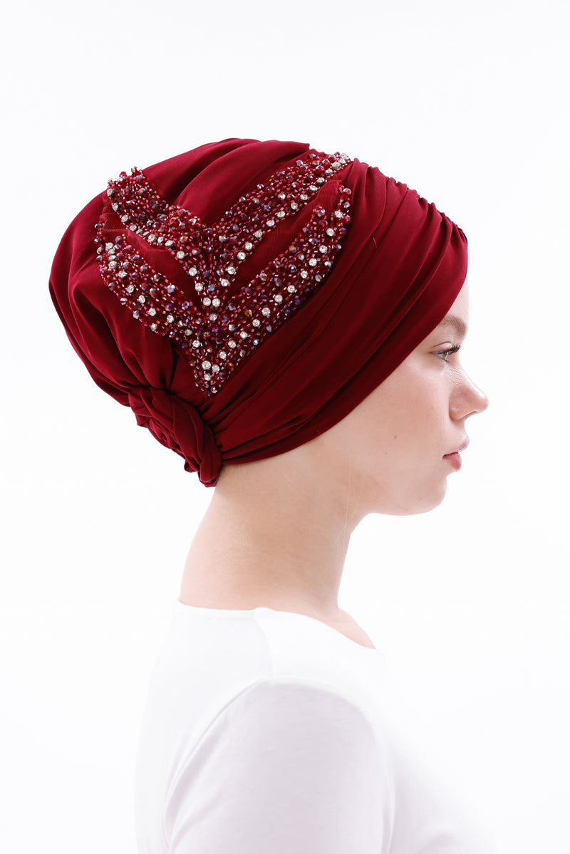 QF 1834 Rhinestone Handmade Turban Ivy