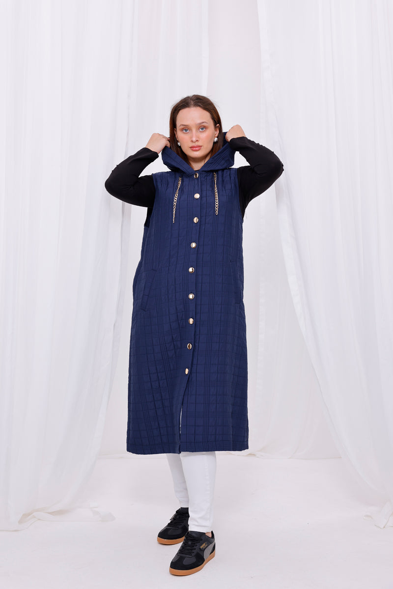Bwst Quilted Vest Navy Blue