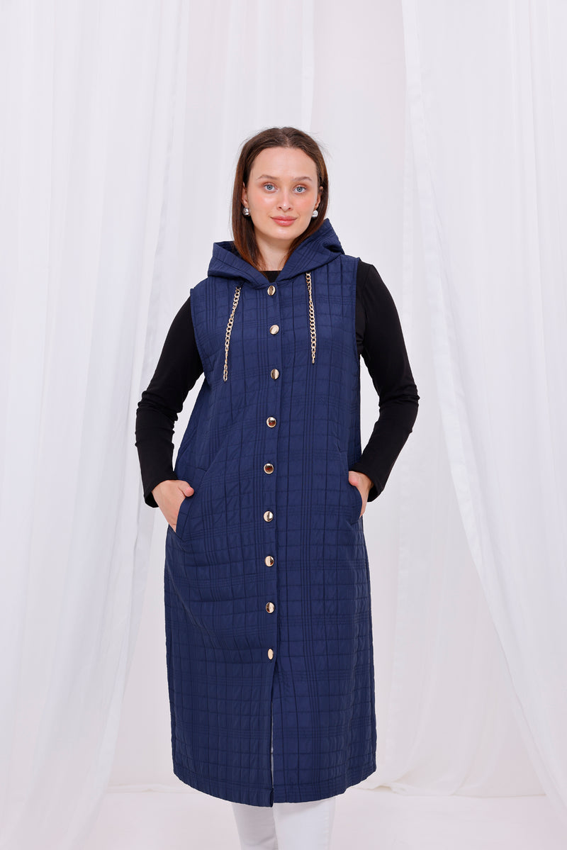 Bwst Quilted Vest Navy Blue