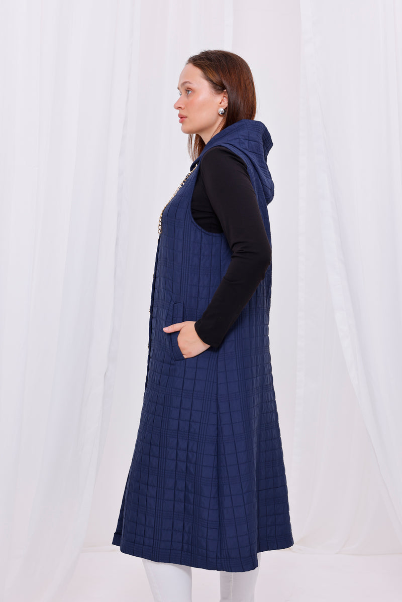 Bwst Quilted Vest Navy Blue