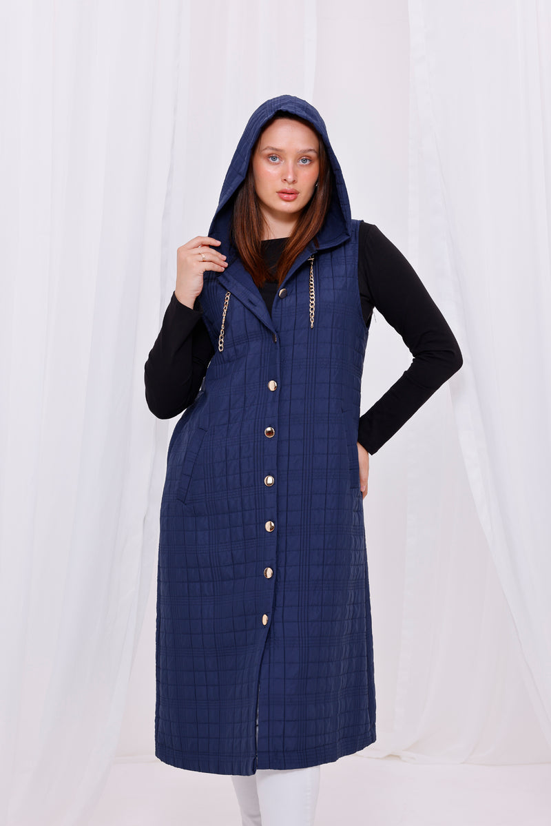 Bwst Quilted Vest Navy Blue