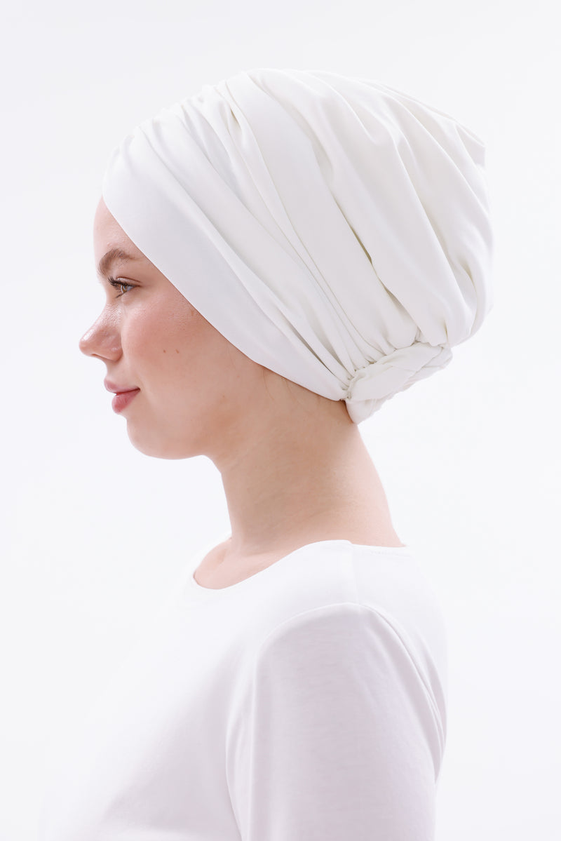 QF 1832 Sequin Handmade Turban Ecru