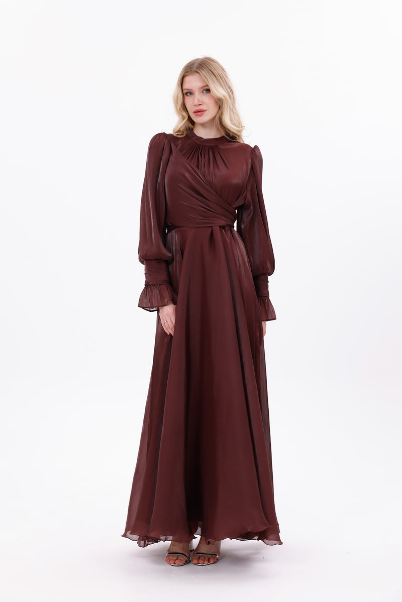 DM Zerrin Plus Size Special Occasion Dress Burgundy