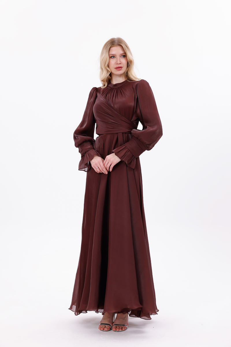 DM Zerrin Plus Size Special Occasion Dress Burgundy