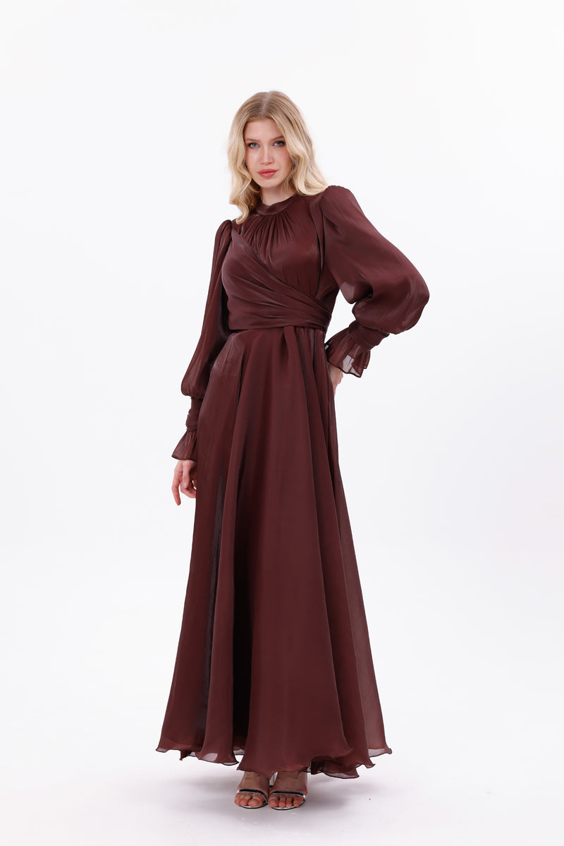 DM Zerrin Plus Size Special Occasion Dress Burgundy