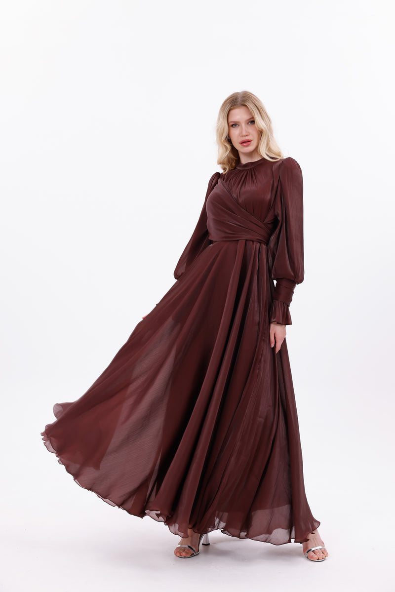 DM Zerrin Plus Size Special Occasion Dress Burgundy