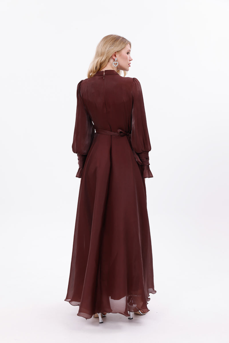 DM Zerrin Plus Size Special Occasion Dress Burgundy