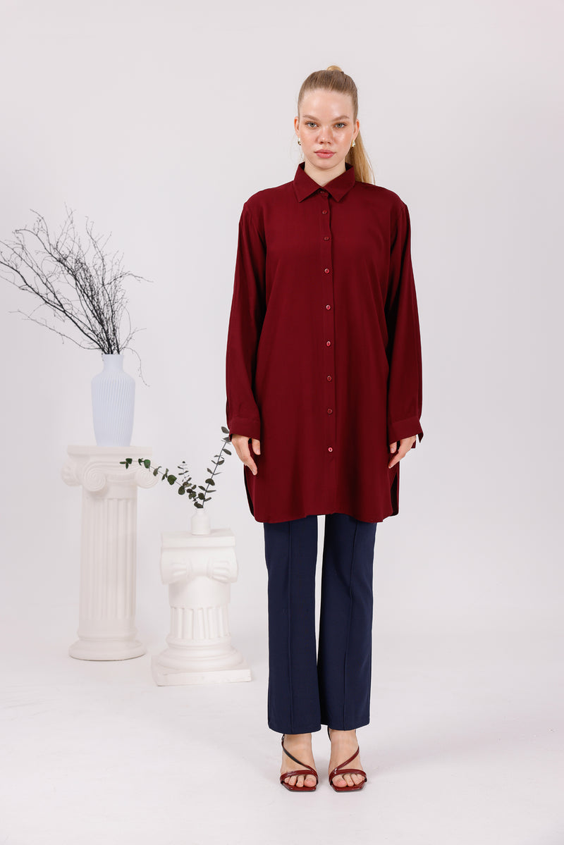 ENS Collins Cotton Shirt Burgundy