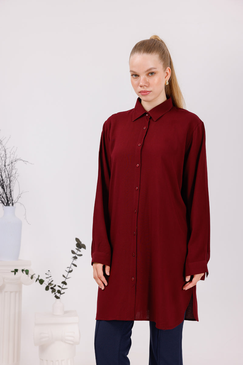 ENS Collins Cotton Shirt Burgundy