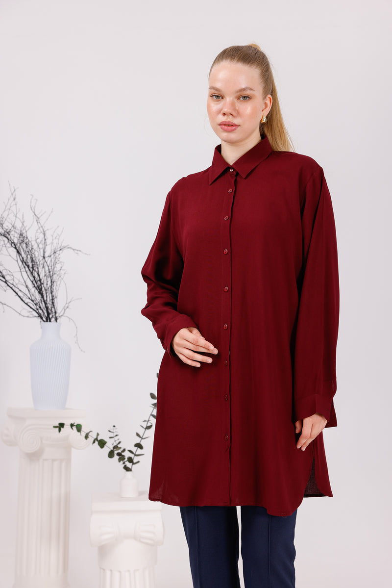 ENS Collins Cotton Shirt Burgundy