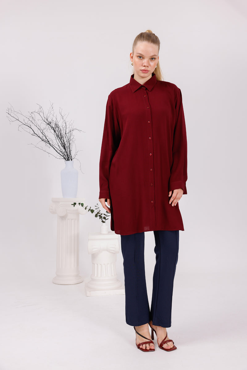 ENS Collins Cotton Shirt Burgundy