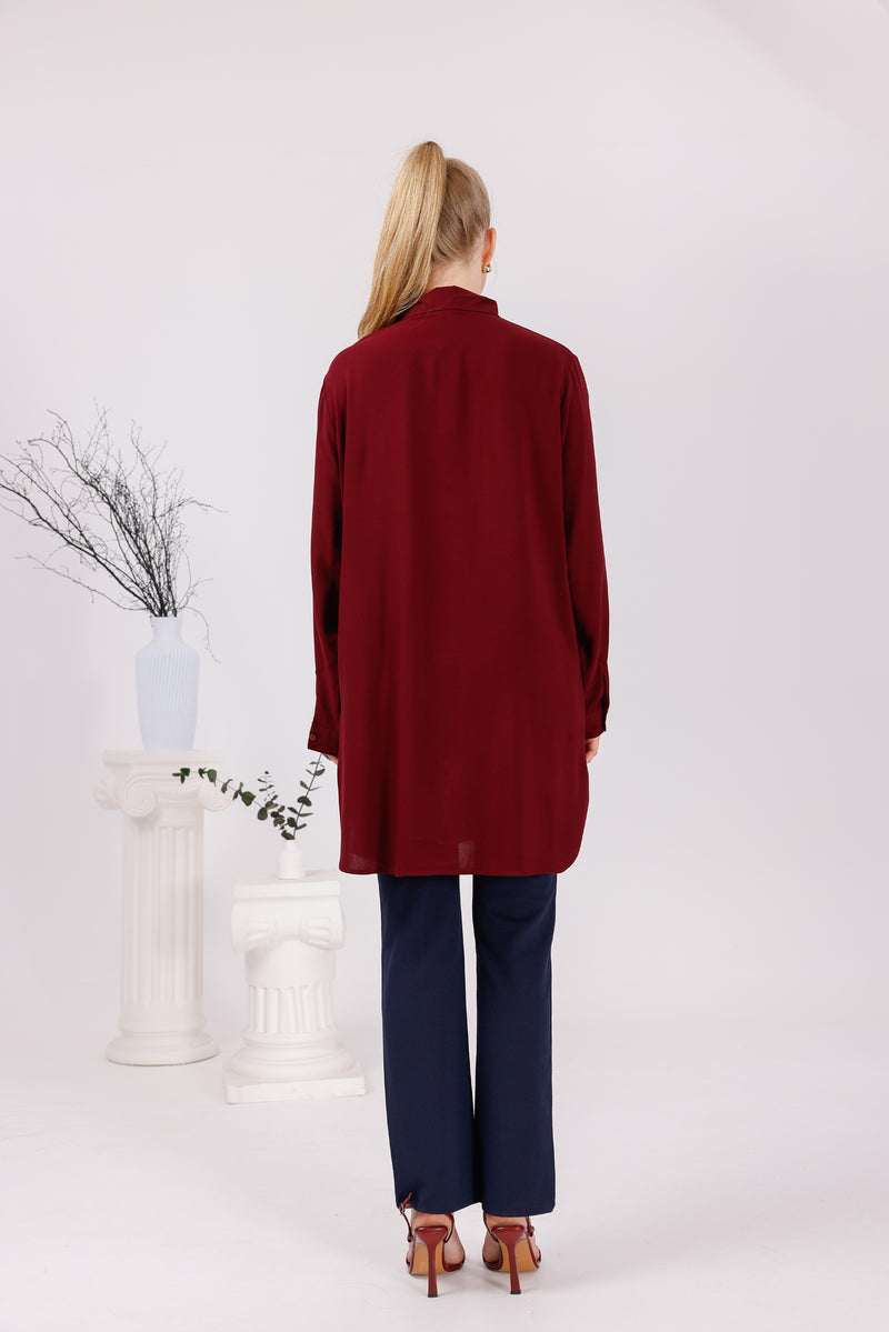 ENS Collins Cotton Shirt Burgundy