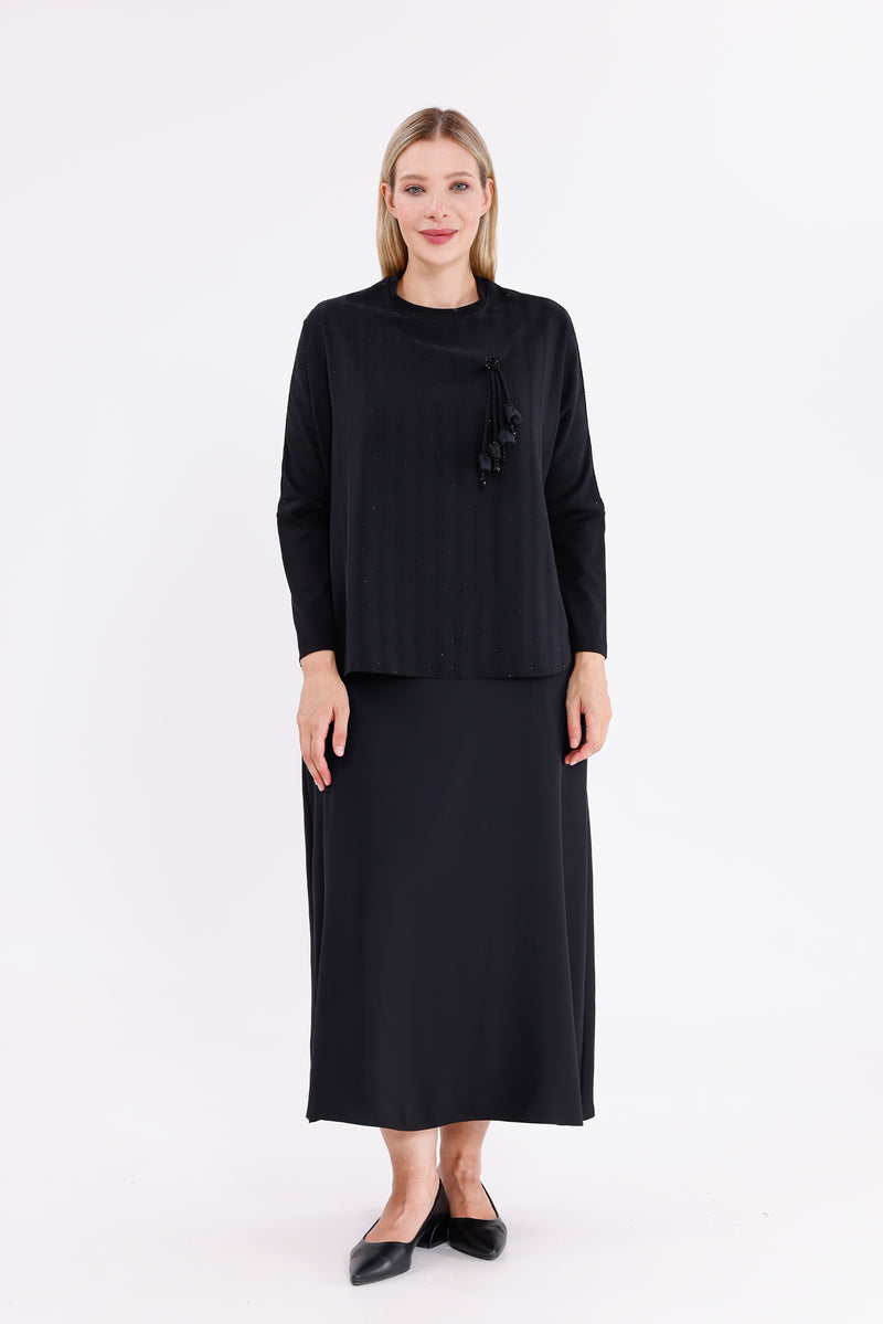 F&G Sparkle Skirt Set Black