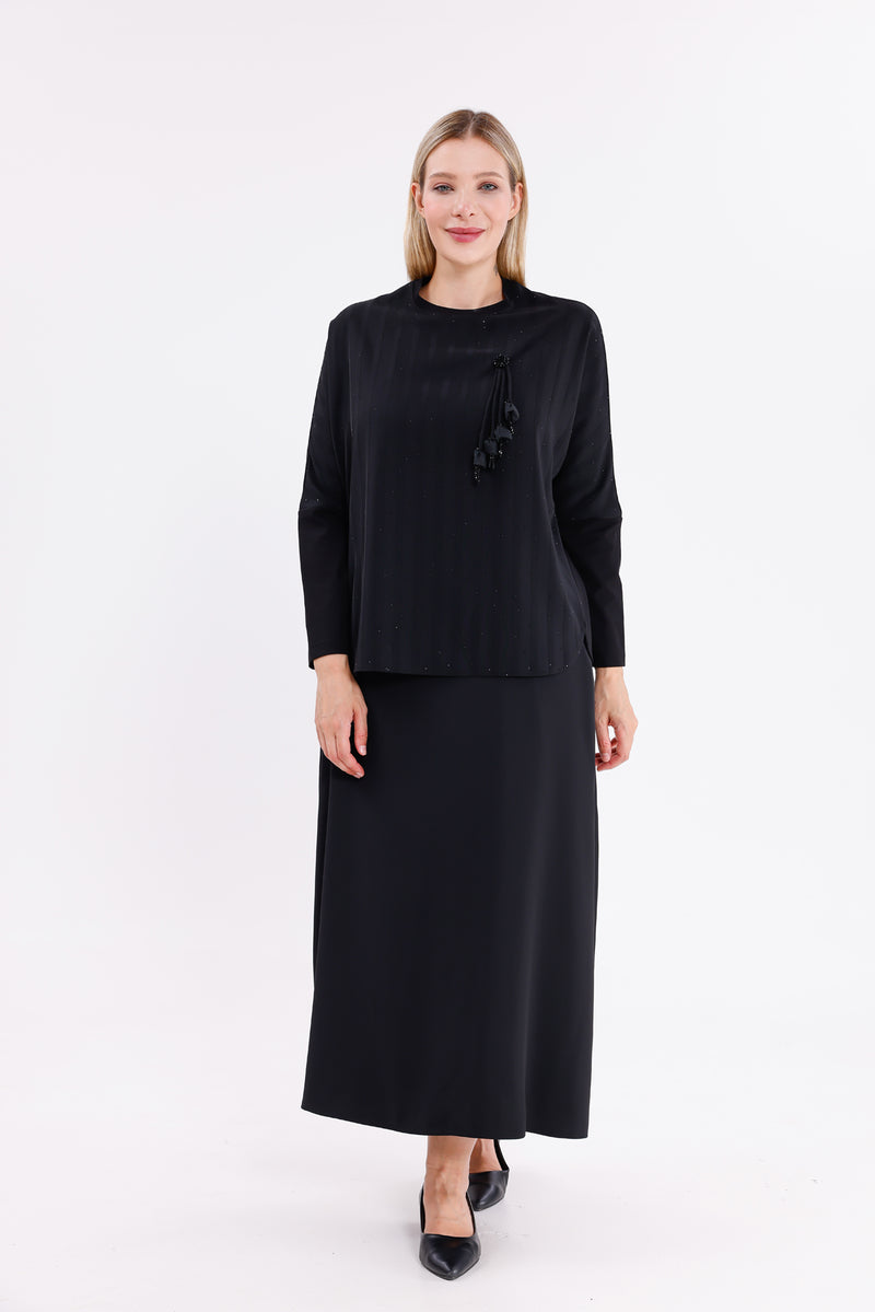 F&G Sparkle Skirt Set Black